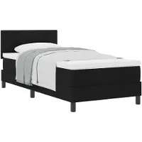 vidaXL Letto a molle con testiera nero 90 x 200 cm in tessuto