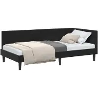 vidaXL Struttura letto ad angolo con testiera nera 100 cm x 200 cm in velluto