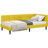 vidaXL Struttura letto ad angolo con testiera gialla 90 cm x 190 cm in velluto
