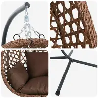 vidaXL Sedia a forma di uovo sospesa, in rattan sintetico, 104 x 100 x 191 cm, color marrone caffè