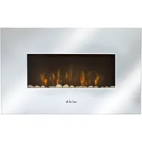 Purline Caminetto elettrico a parete, 2000 W, design in vetro temperato con effetto specchio, incluso telecomando.
