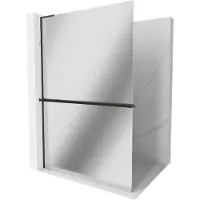Mexen Kioto+ L parete doccia con mensola Walk-in 120 x 200 cm, specchio, nero - 800-120-123-70-50