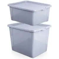 By Lille Vilde | Contenitori salvaspazio 2 pz. - 20 L / 30 L - con coperchi - In plastica - Grigi