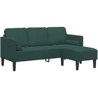 vidaXL Set di divani con cuscini in poliestere verde scuro