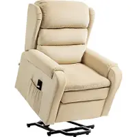 HOMCOM Poltrona Alzapersona Reclinabile a 160¡ã con Poggiapiedi e Telecomando, in Velluto, 85x88x109 cm, Crema