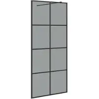 vidaXL Schermo doccia walk-in nero 90 x 195 cm Vetro temperato