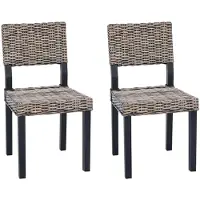 vidaXL Sedia da pranzo GENDT, 2 pezzi, rattan Kubu nero lavato