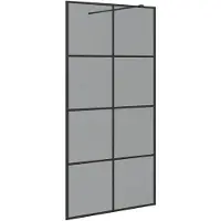 vidaXL Schermo doccia walk-in Nero 100 x 195 cm Vetro temperato