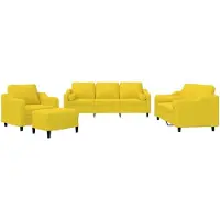 vidaXL Set di divani 4 pezzi con cuscini in tessuto giallo chiaro
