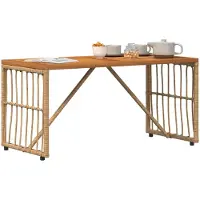vidaXL Tavolo da esterno in stile naturale, 80 x 40 x 40 cm, in acciaio e polyrattan