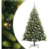 vidaXL Albero di Natale artificiale pieghevole con 300 LED verde 180 cm