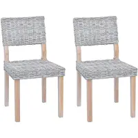 vidaXL Sedia da pranzo GENDT, 2 pezzi, rattan Kubu bianco lavato