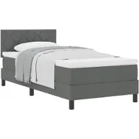 vidaXL Letto a molle con testiera grigio scuro 90 x 190 cm in tessuto