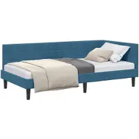 vidaXL Struttura letto ad angolo con testiera blu 100 cm x 200 cm in velluto