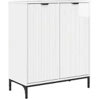 vidaXL Credenza , bianco lucido, 69,5 x 33 x 82 cm, materiale a base di legno
