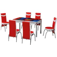 Xl Moebel Gmbh Tavoli da pranzo, set da pranzo, sedie, forma rettangolare, design moderno, multicolore