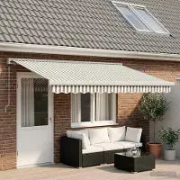 Prolenta Maison Exclusive - Tenda da sole manuale, 5 x 3 metri, a righe grigio chiaro e bianco