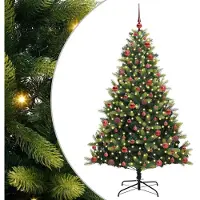 vidaXL Albero di Natale artificiale pieghevole con 300 LED verde 180 cm