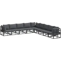 vidaXL Set da giardino composto da 9 pezzi, colore nero, in alluminio, marca