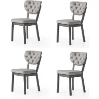 Xl Moebel Gmbh Set per sala da pranzo, composto da 4 sedie, imbottite, comode, dal design moderno e confortevole, colore grigio