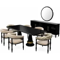 Xl Moebel Gmbh Set completo per sala da pranzo: tavolo da pranzo con 6 sedie, mobiletto contenitore moderno. Set da 5 pezzi