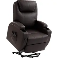 BAYMATE Poltrona alzapersona, poltrona relax con funzione di assistenza alla alzata, con telecomando, portabicchieri, schienale regolabile, marrone