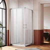 Sonni doccia angolare Cabine doccia ad angolo ingresso doppio porte scorrevoli doccia LxP: 90x90 cm, vetro ESG funzione di sgancio rapido protezione dagli spruzzi d'acqua, altezza 185cm
