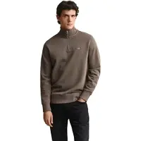Gant per uomo. 2008005 Felpa Shield con mezza zip marrone (S), Casual, Cotone, Taupe