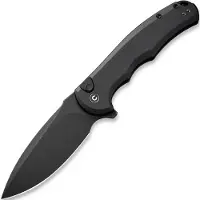 CIVIVI Button Lock Praxis, Black Aluminum, Black Stonewash