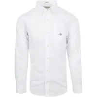 Gant per uomo. 3000100 Camicia in popeline bianco dalla vestibilità regolare (M), Casual, Cotone, Classico, Manica corta, Manica lunga