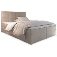 Masseno Letto a molle LENA 160x200 cm completo di materasso e topper Bonell, letto imbottito con cassettiera -Beige, COSMIC 10