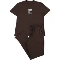 Trendyol Pigiama lungo marrone / bianco