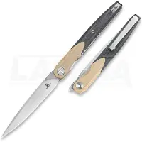 Bestechman Coltello pieghevole Lanza - Satin + Stonewash - G10, cachi, nero
