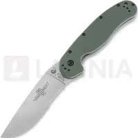 Ontario Coltello pieghevole RAT-1, verde/satin, dentatura lama