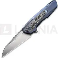 We Knife Falcaria, Blue Ti/Aluminum Foil CF, Satin
