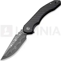 CIVIVI Coltello pieghevole Bluetick Damascus, Carbon Fiber Overlay/Black G-10