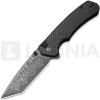 CIVIVI Coltello pieghevole Button Lock Brazen Damascus, Twill Carbon Fiber