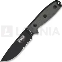 ESEE Model 4, serrated, black/black, brown plastic sheath