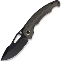 Artisan Cutlery Coltello pieghevole Xcellerator, Black PVD, OD Green Micarta