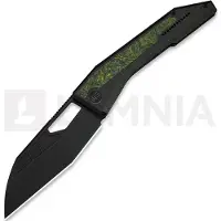 We Knife Coltello pieghevole Inceptus, Black Ti & Green/Black CF, Black Stonewash