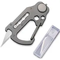 CIVIVI Polymorph Titanium Carabiner Keychain Multi-Tool, grigio