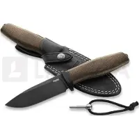 Lionsteel Acha AH B BLG Blackwashed M390, Green Burlap Micarta, Black Titanium Guard, coltello fisso