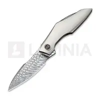 We Knife Coltello pieghevole Krait Snake Damasteel, Gray Titanium