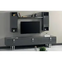 Xl Moebel Gmbh Set moderno per soggiorno con mobile TV basso e modulo a parete, composto da 2 elementi.