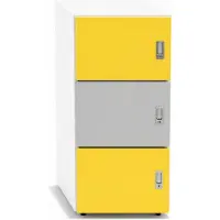 Xl Moebel Gmbh Armadio contenitore alla moda con ante colorate in giallo e grigio