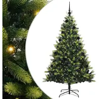 vidaXL Albero di Natale artificiale pieghevole con 300 LED verde 210 cm