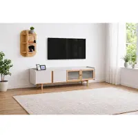 Xl Moebel Gmbh Mobile TV basso in stile scandinavo con mensola a muro per salotti moderni