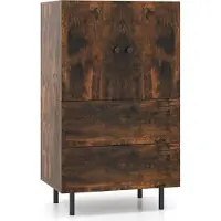 Costway Credenza in legno , mobile buffet con gambe in metallo, cassetti e ante, mobile contenitore, 60x41,5x102cm, caffè