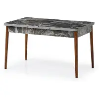 Xl Moebel Gmbh Tavolo da pranzo Rettangolare Marmo Grigio Confortevole Moderno Tavolo in legno