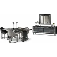 Xl Moebel Gmbh Set elegante per sala da pranzo: tavolo da pranzo con 4 sedie e un mobile contenitore moderno